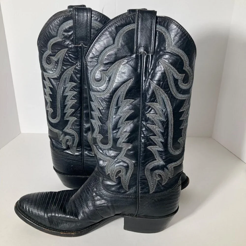 Mens Justin Lizard‎ Exotic Cowboy Boots Style 8313 Black 8D